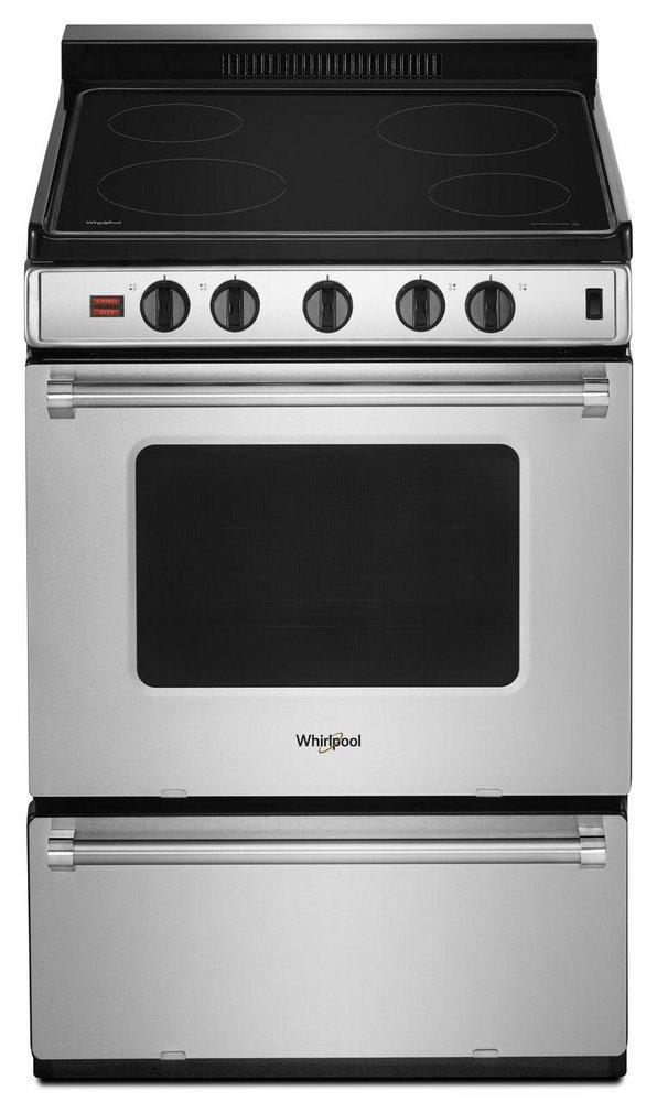 24 in. Electric 4-Burner Smoothtop Freestanding Range in Heritage Stainless Steel