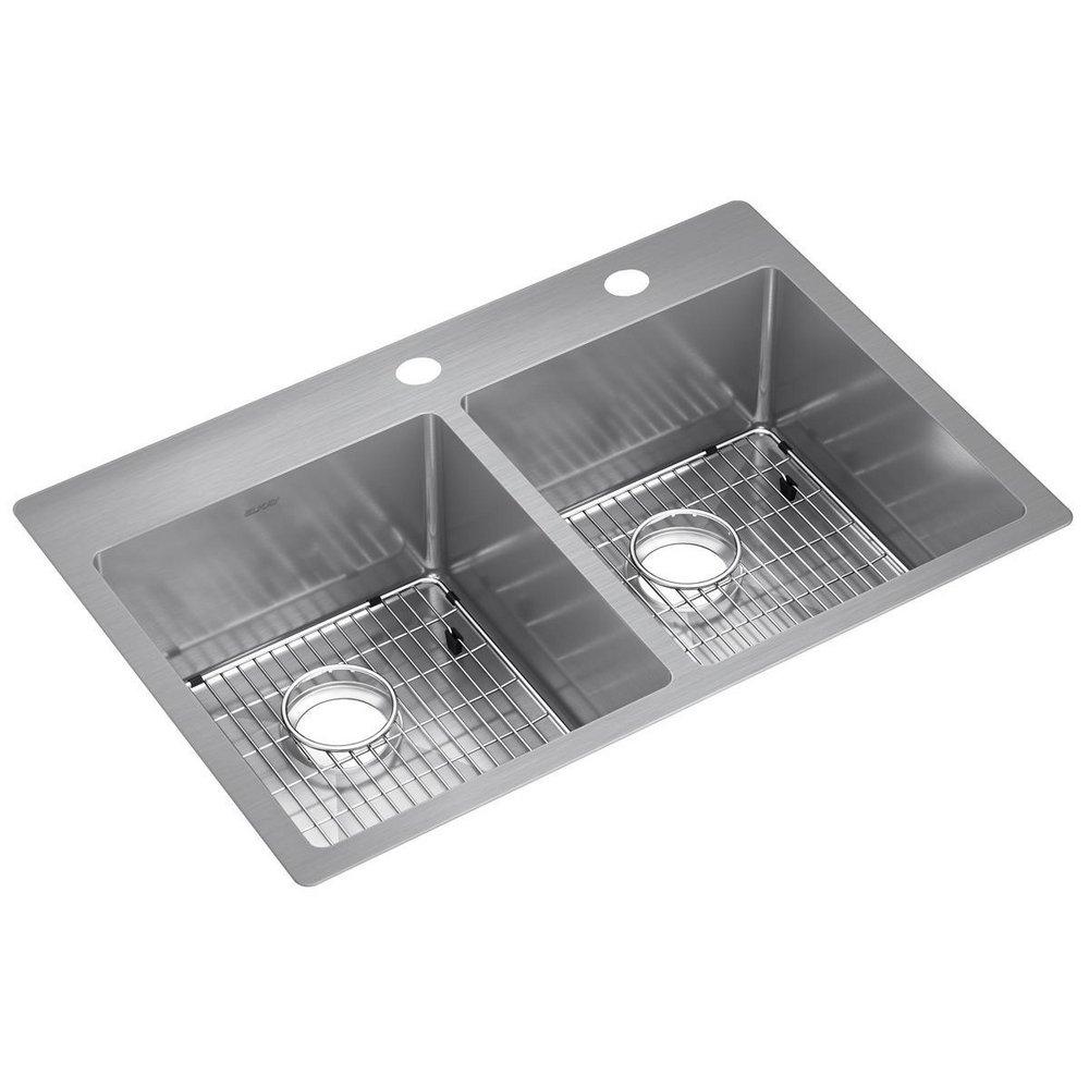 Elkay Crosstown® 33 in. Drop-in Stainless Steel Double Bowl Kitchen Sink in Polished Satin