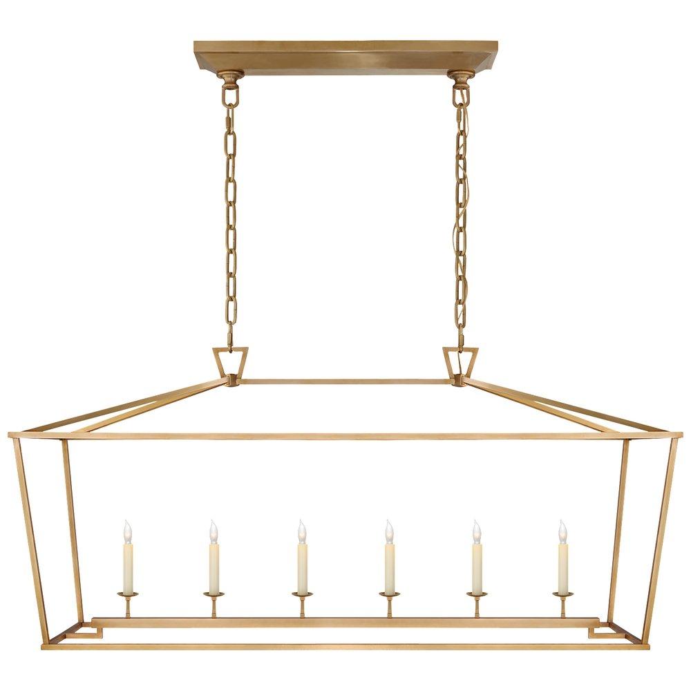 Visual Comfort & Co. Signature Darlana 60W 6-Light Candelabra E-12 Large Linear Outdoor Pendant in Antique Burnished Brass