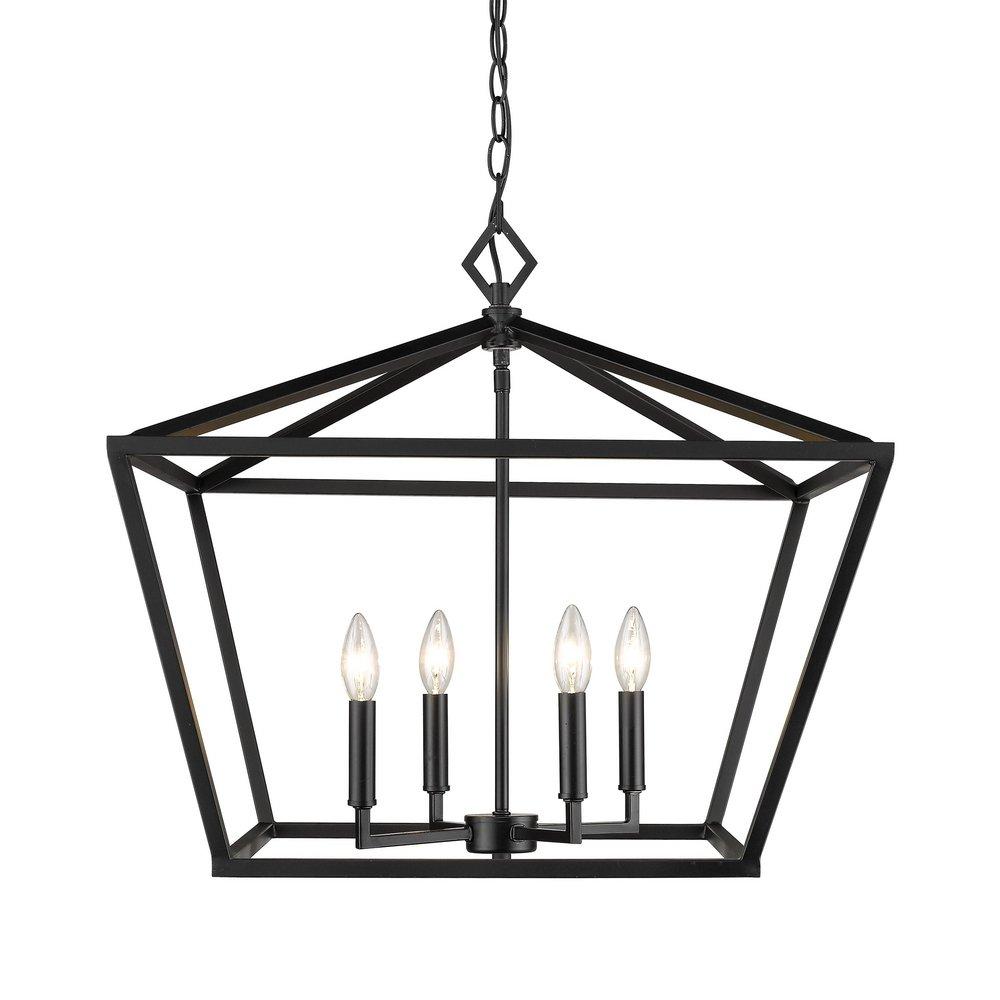 4-Light Pendant Light in Matte Black