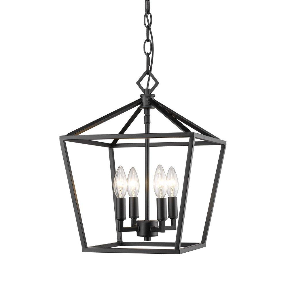 4-Light Pendant Light in Matte Black