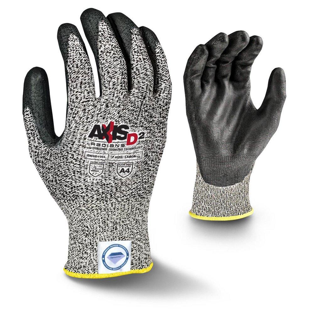 Radians AXIS™ RWGD106 Series 13G Cut Level A4 Glove Nylon Abrasion Resistant Gloves in Salt-N-Pepper, S
