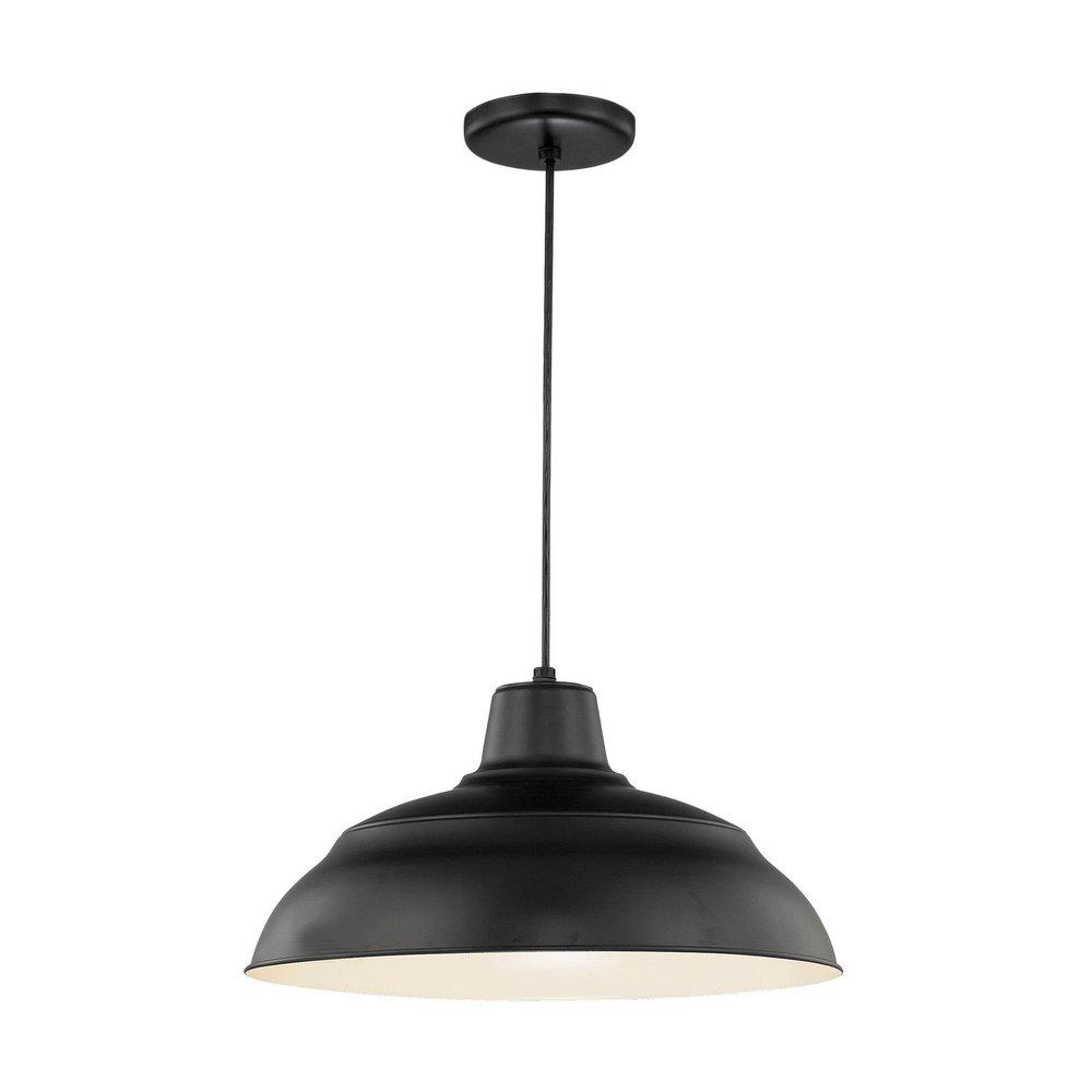 Millennium Lighting R Series 1-Light Cord Hung Warehouse Shade in Satin Black