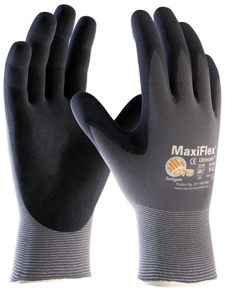 Seamless Knit Nylon/Elastane Glove with Nitrile Coated MicroFoam Grip on Palm & Fingers - Touchscreen Compatible, Size Medium (Pack of 12)
