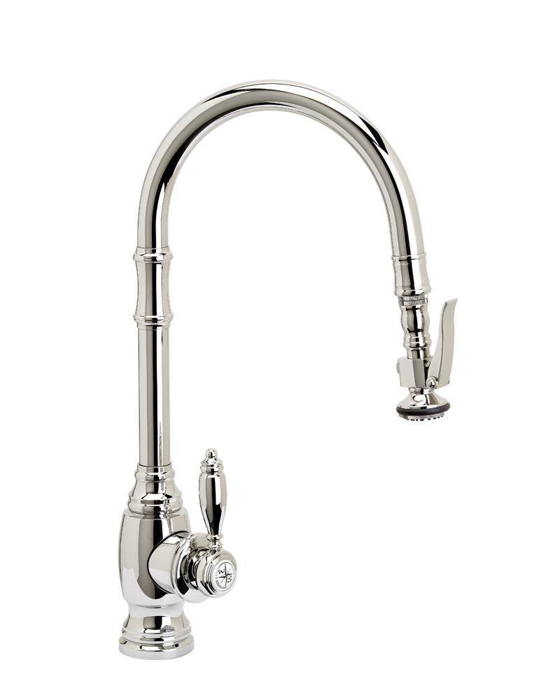 Waterstone Traditional Single Handle Pull Down Kitchen Faucet in Polished Nickel
