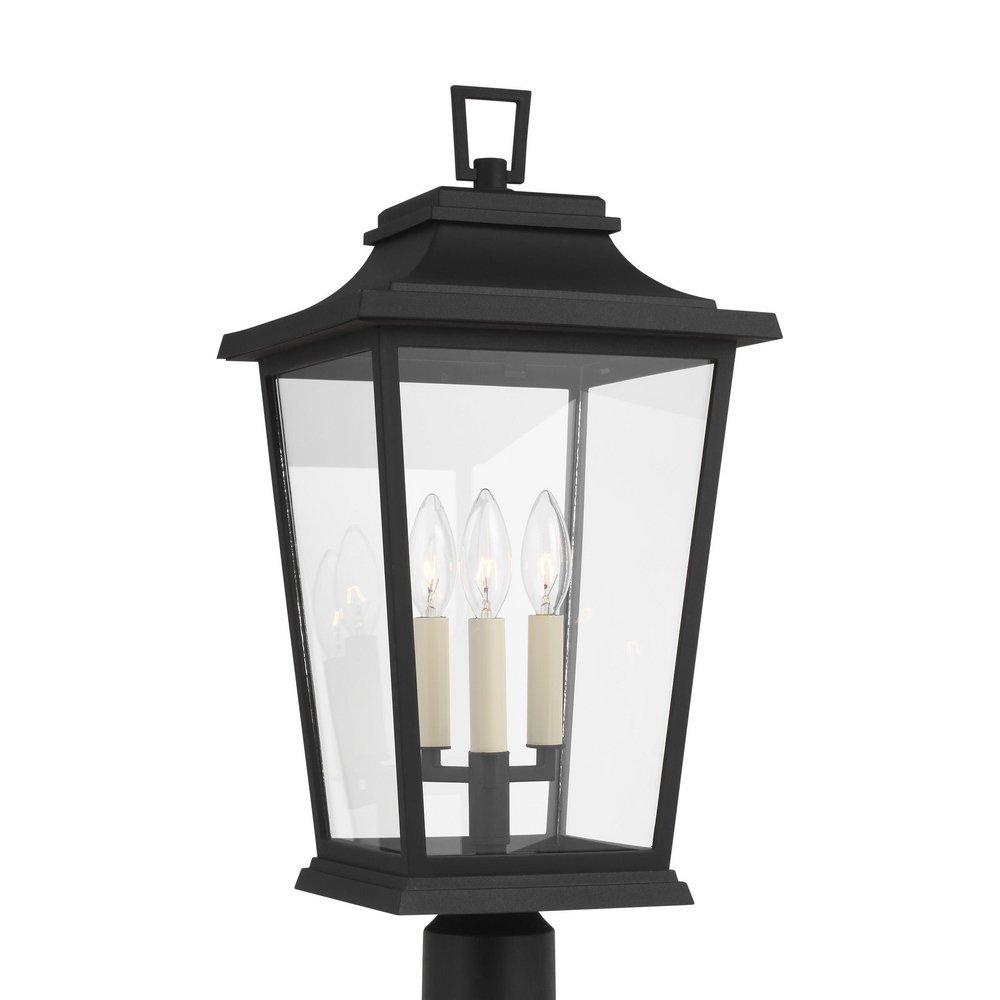 Visual Comfort & Co. Studio Warren 60W 3-Light Candelabra E-12 Incandescent Outdoor Post Lamp in Textured Black
