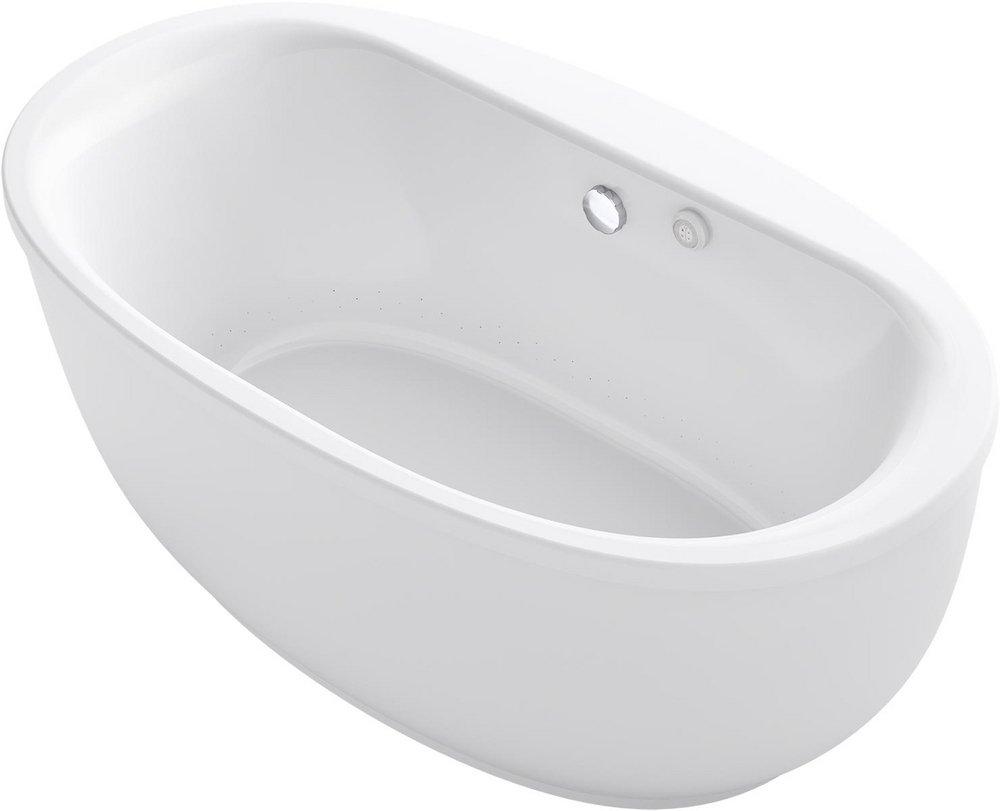 KOHLER Sunstruck® 60-1/2 x 34-1/2 in. Freestanding Bathtub Center Drain in White