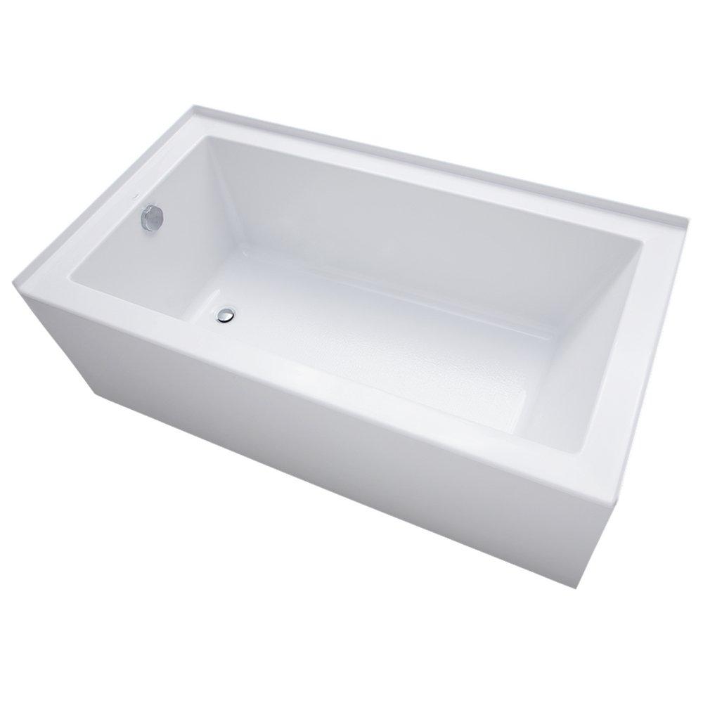 Signature Hardware Sitka 60 x 36 in. Soaker Drop-In Bathtub with Left Drain in White