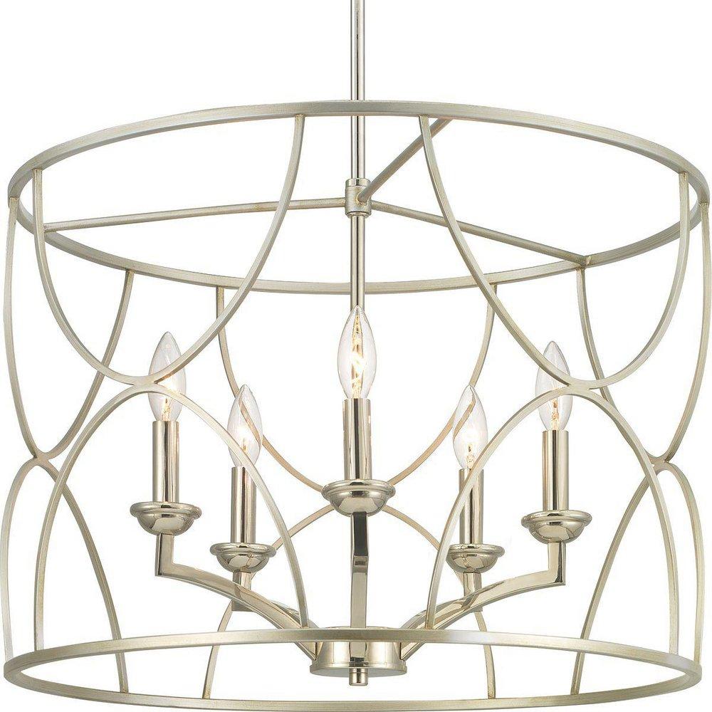 Progress Lighting Landree 23 in. 60W 5-Light Candelabra E-12 Incandescent Chandelier in Silver Ridge