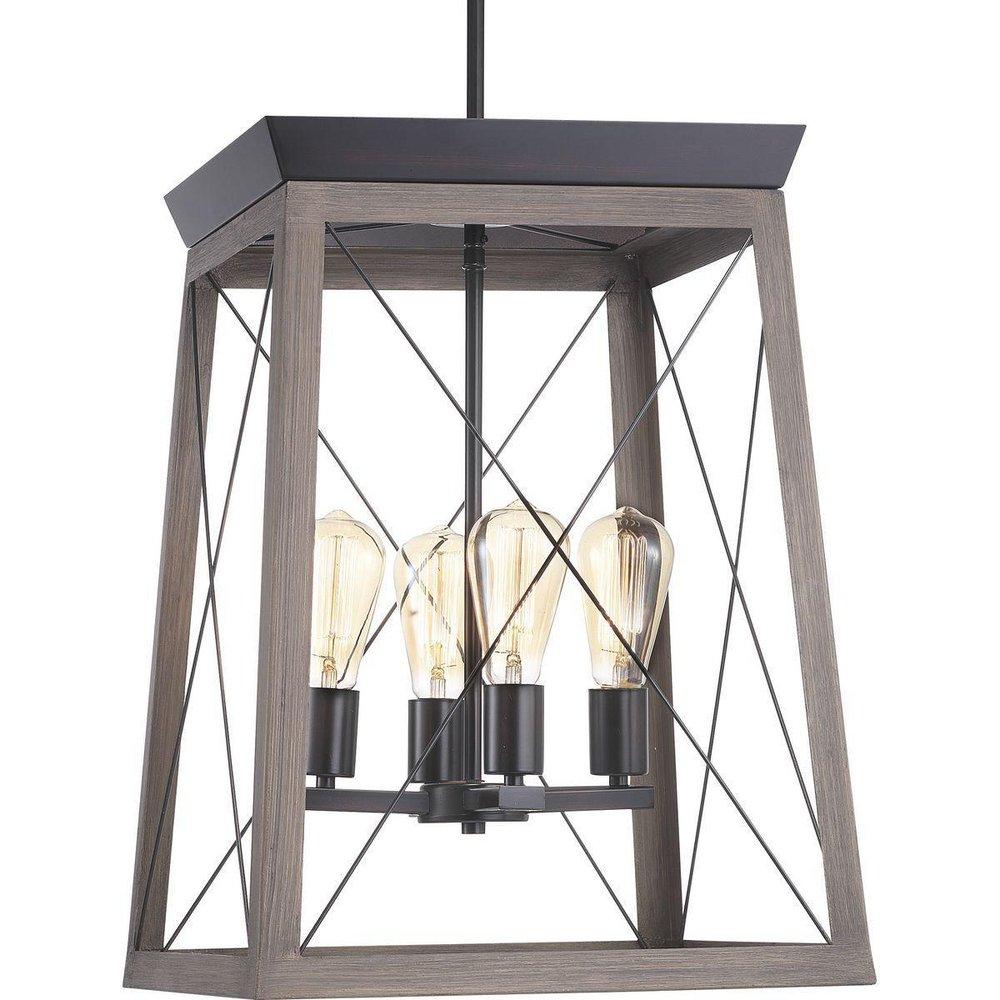 Progress Lighting Briarwood 60W 4-Light Medium E-26 Incandescent Foyer Lighting in Antique Bronze