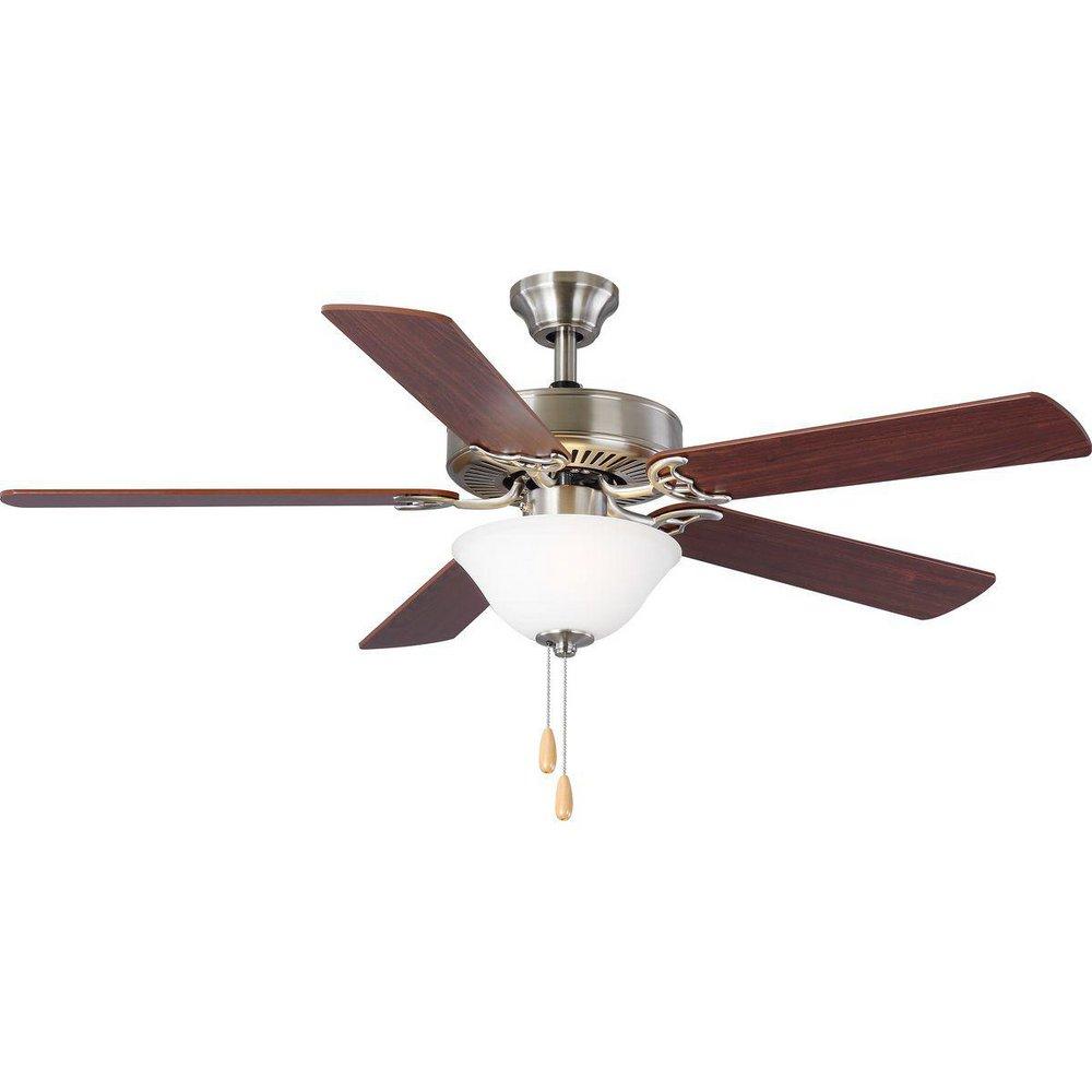Progress Lighting Builder Fan 52 in. 5-Blade Ceiling Fan with Etched Light Kit in Brushed Nickel