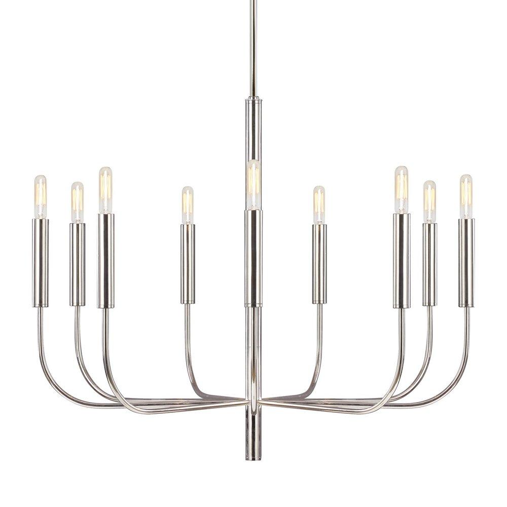 Visual Comfort & Co. Studio Brianna 30 in. 60W 9-Light Candelabra E-12 Chandelier in Polished Nickel