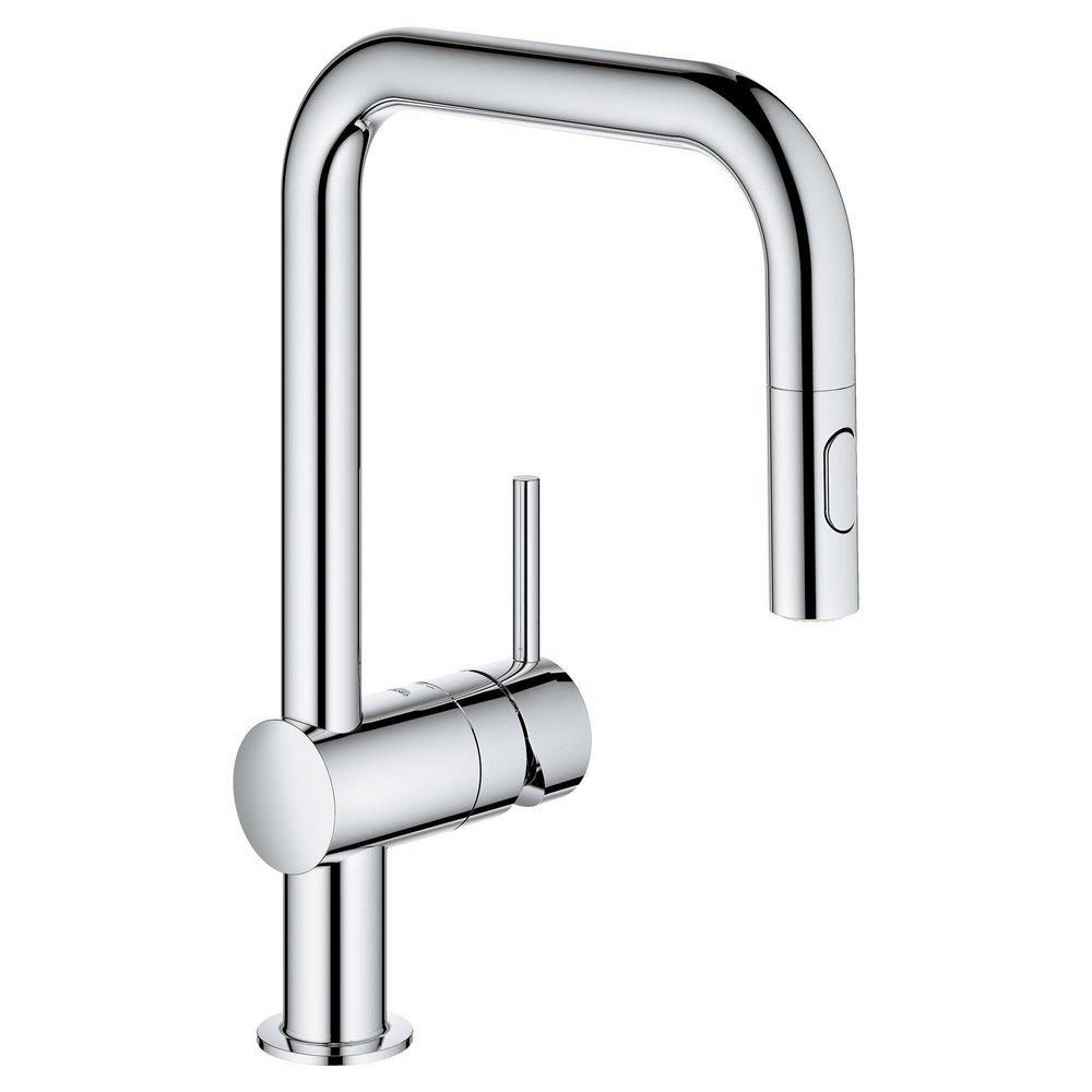 GROHE Minta Single Handle Pull Down Kitchen Faucet in StarLight® Chrome