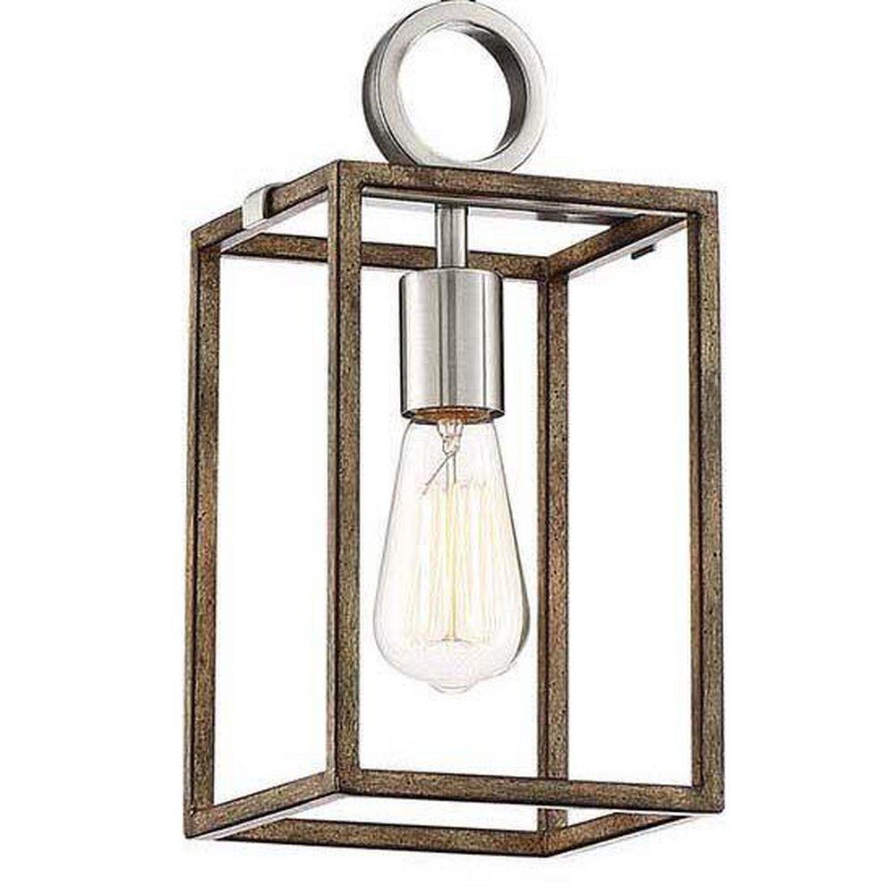 Minka Lavery Country Estates 60W 1-Light Medium E-26 Pendant in Sun Faded Wood with Brushed Nickel