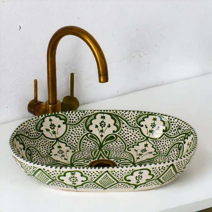 Wholesale Hand-Painted Oval Bathroom Sink #011