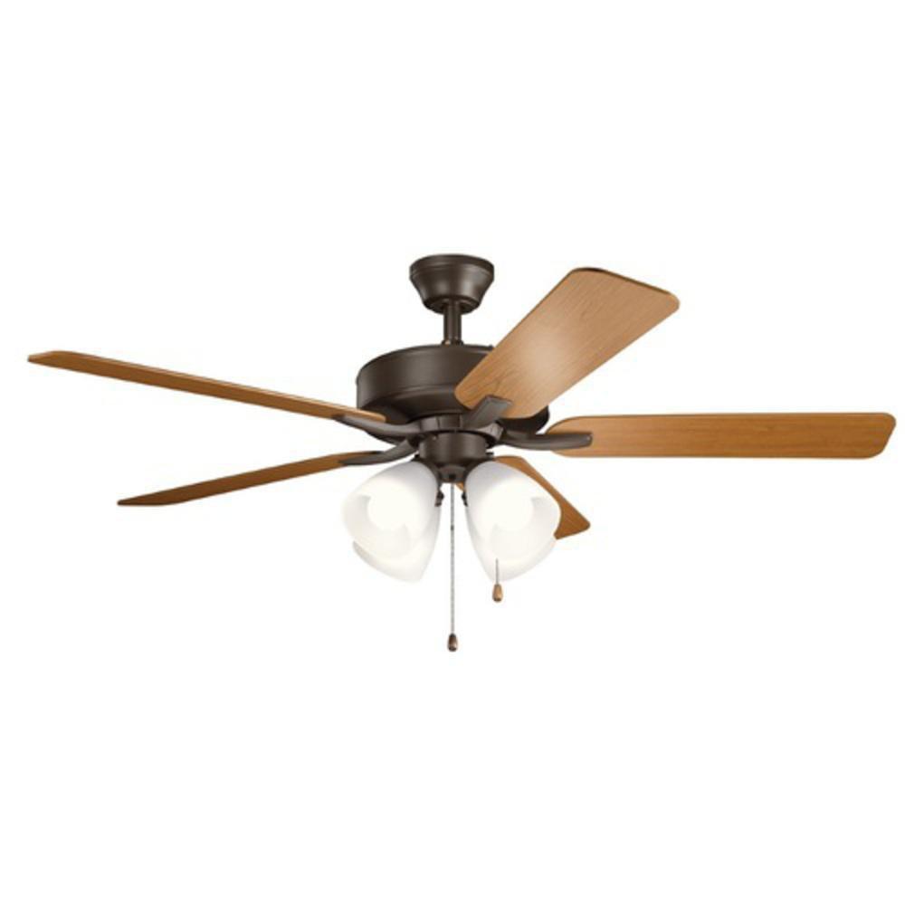 Kichler Lighting Basics Pro Premier 52W 4-Light 5-Blade LED Ceiling Fan in Satin Natural Bronze