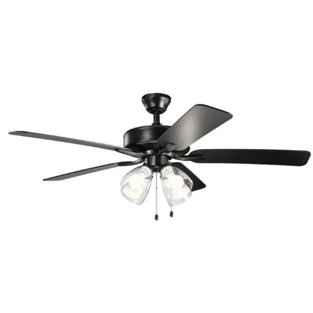 Kichler Lighting Basics Pro Premier 52W 4-Light 5-Blade Medium E-26 LED Ceiling Fan in Satin Black