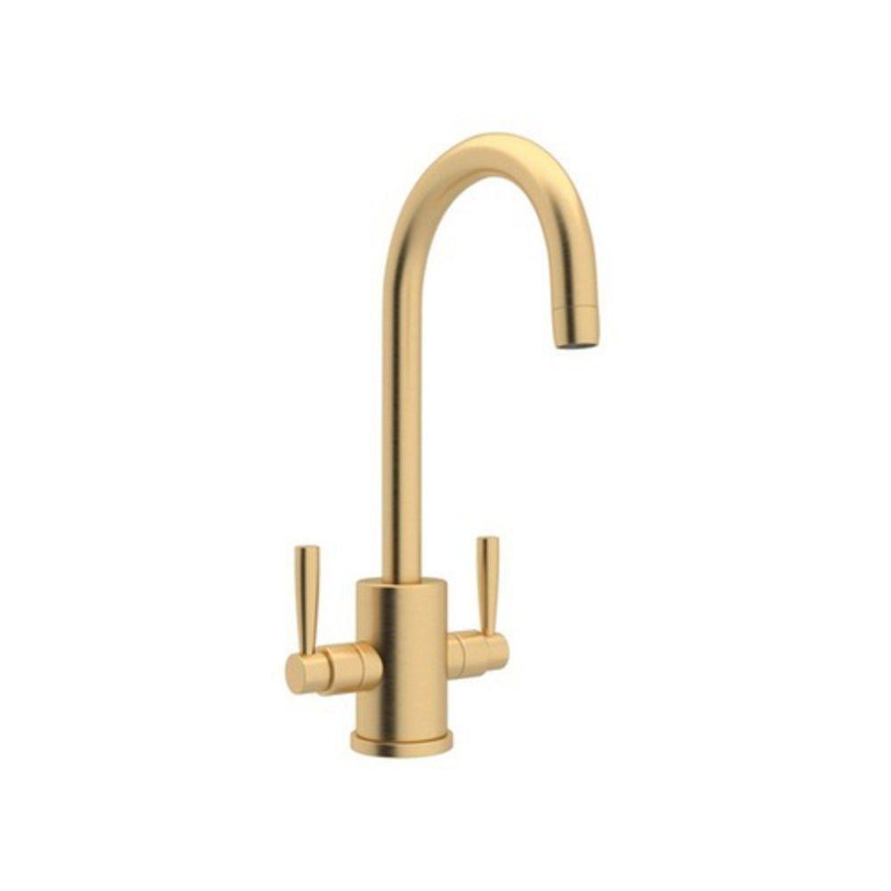 Perrin & Rowe® Holborn™ Two Handle Kitchen Faucet in Satin English Gold