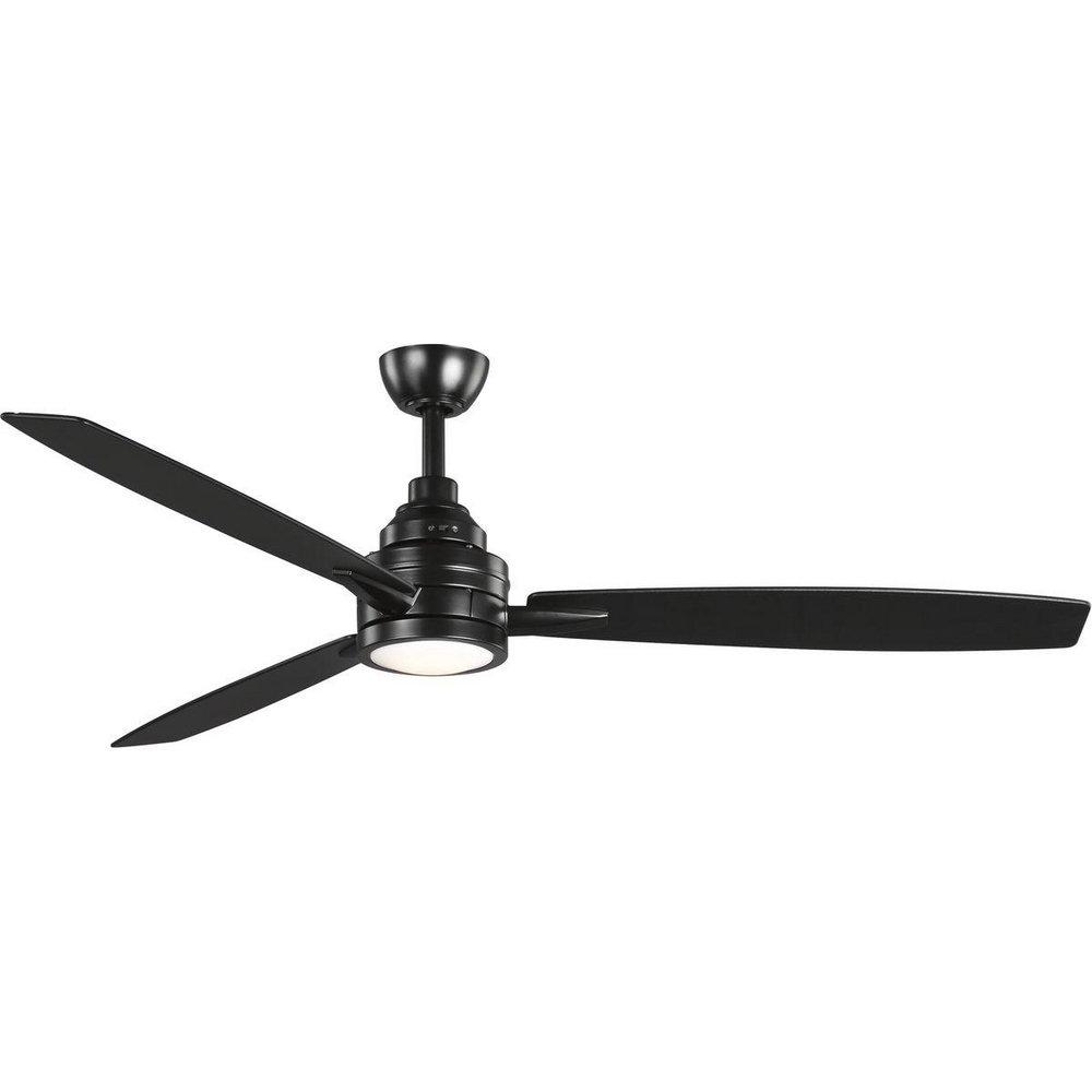 Progress Lighting Gaze 60 in. 3-Blade Indoor Ceiling Fan with LED Light in Black
