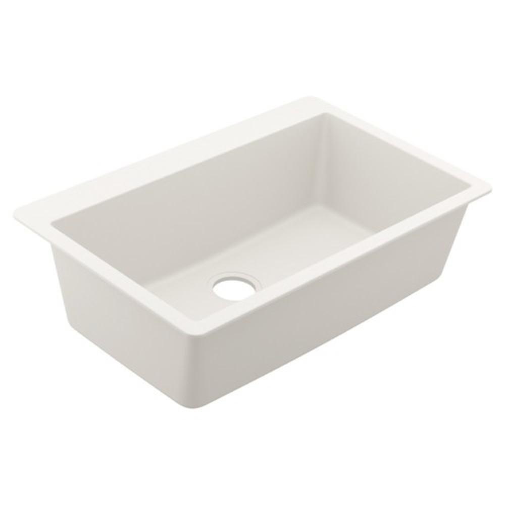 Moen Host 33 in. Dual Mount Granite Single Bowl Kitchen Sink in White