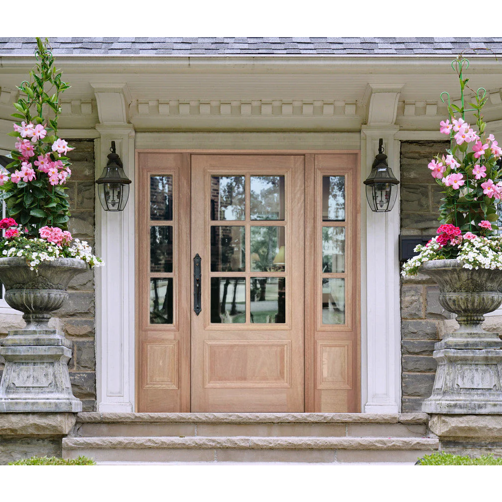 5/9x6/8 Exterior Mahogany Door 6 Lite with Sidelights