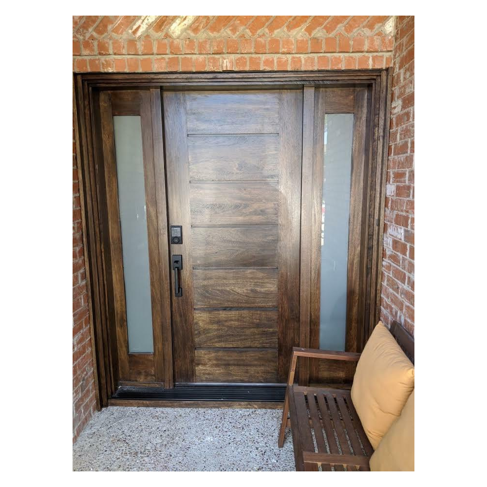 53 in x 80 in Exterior Mahogany Door | Horizontal Lines with Left Sidelight