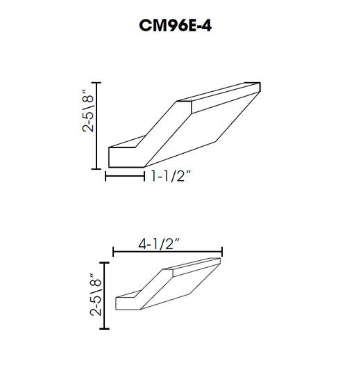 AW-CM96E-4 ( (AW-GW-TW-PW) Crown Molding is straight 2-5/8" )