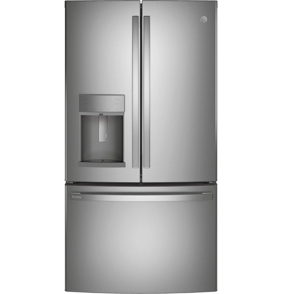 GE Profile™ Profile™ 27.7 cu. ft. Bottom Mount Freezer and French Door Refrigerator in Fingerprint Resistant Stainless Steel