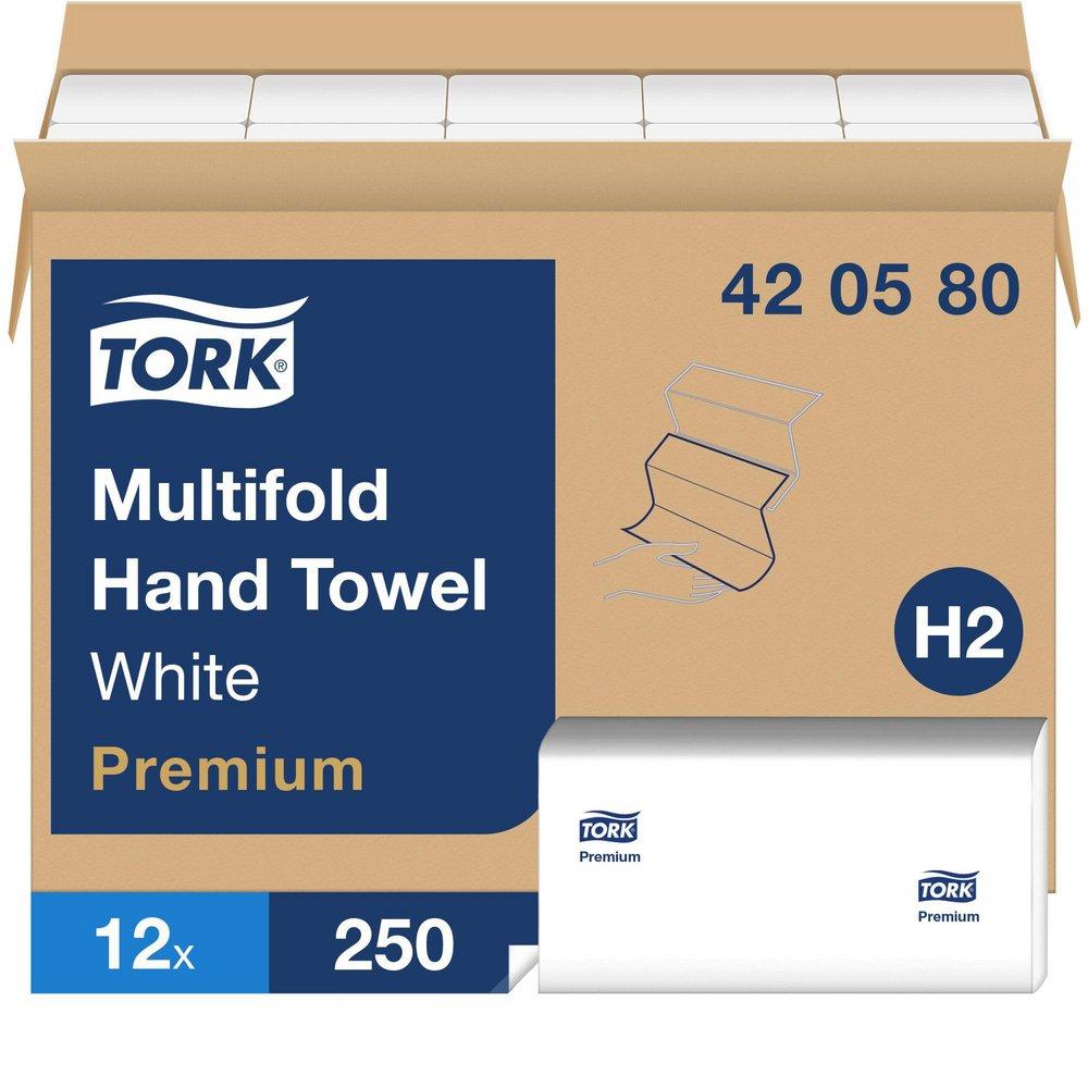 Tork Premium Multifold Paper Hand Towel, 3-Panel, 1-Ply 250-Towels, White (Case of 12)