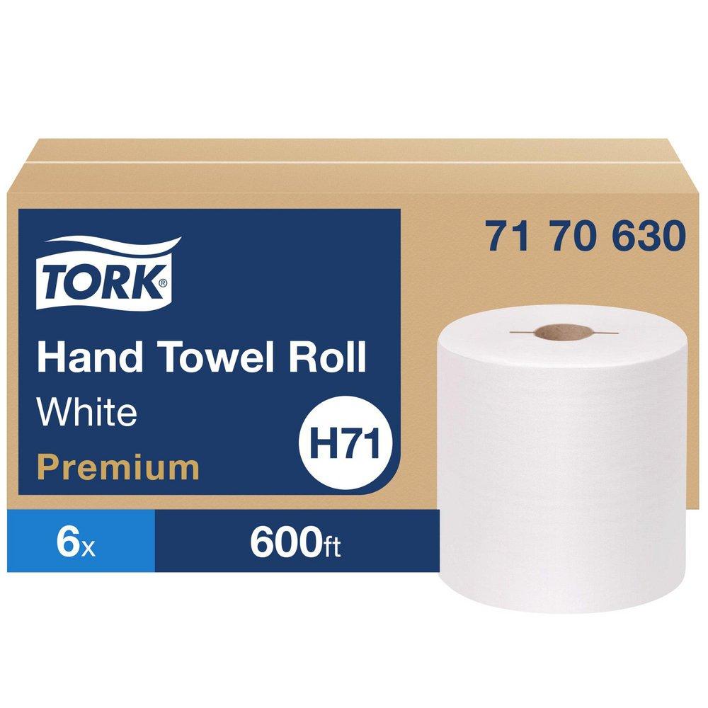 Tork Premium Paper Hand Towel Roll, 1-Ply 600 ft, White, H71 System (Case of 6)