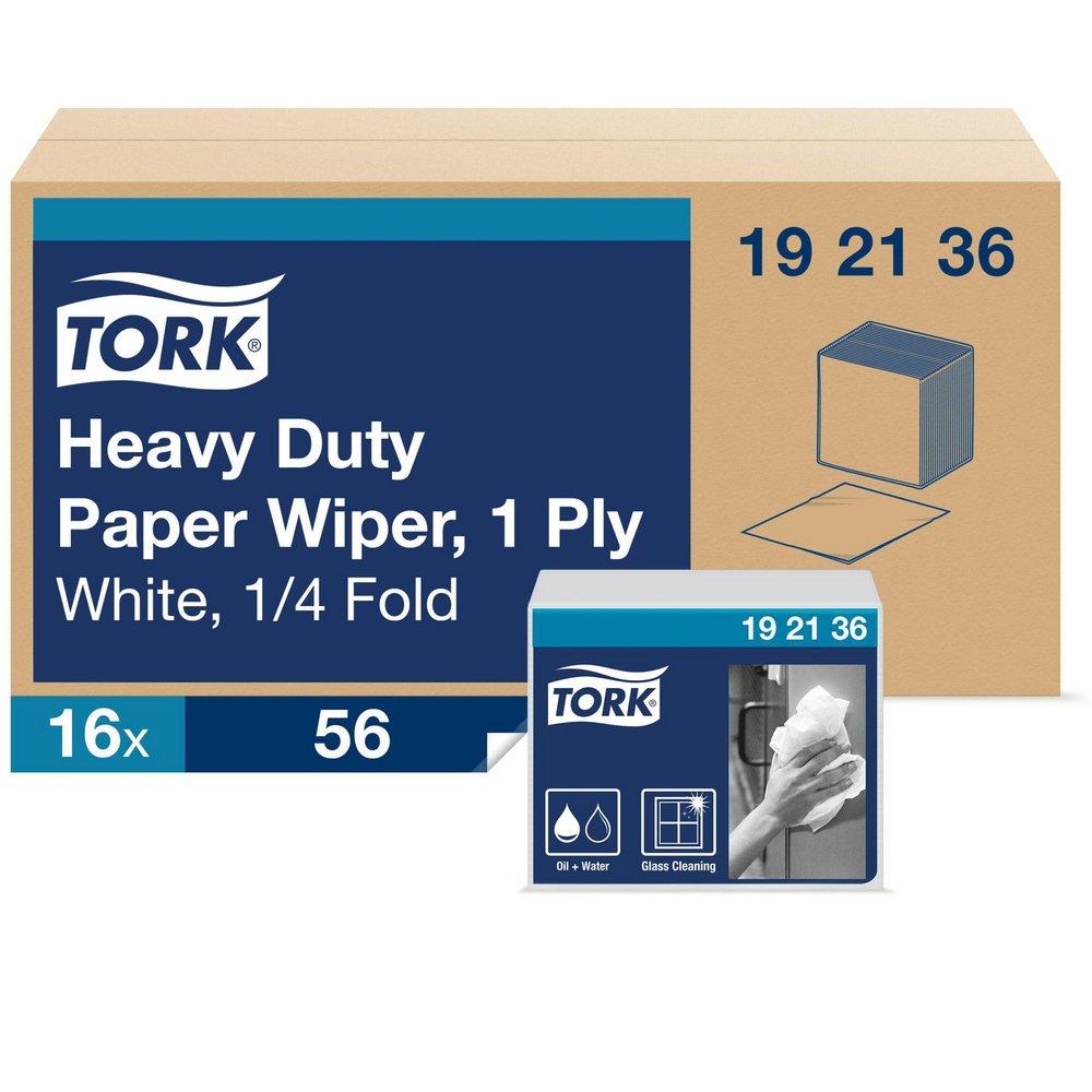 Heavy-Duty Paper Wiper 1/4 Fold, 1-Ply 56-Sheets, White (Case of 16)