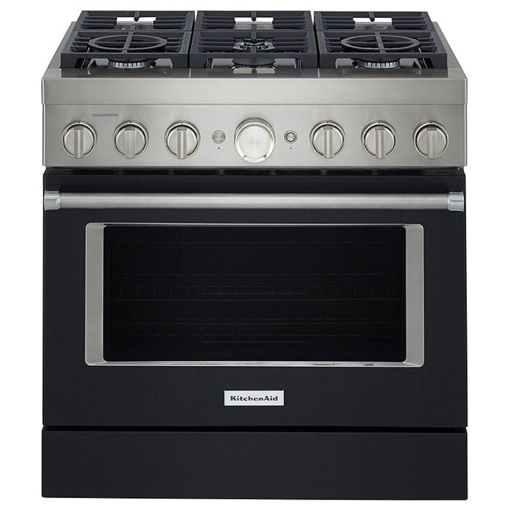 35-7/8 in. Gas 6-Burner Sealed Freestanding Range in Imperial Black