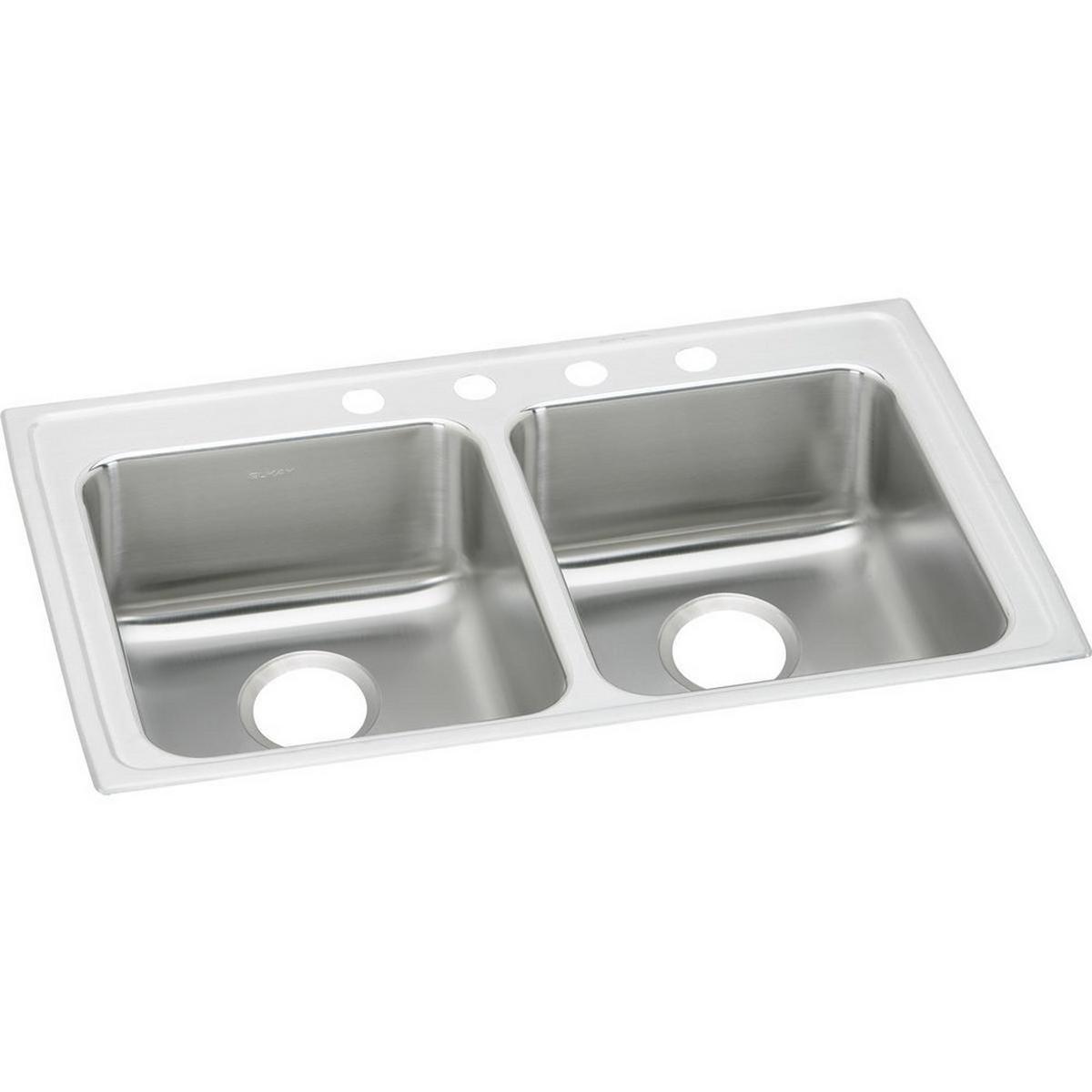 Elkay Lustertone® 33 in. Drop-in Stainless Steel Double Bowl Kitchen Sink in Lustrous Satin