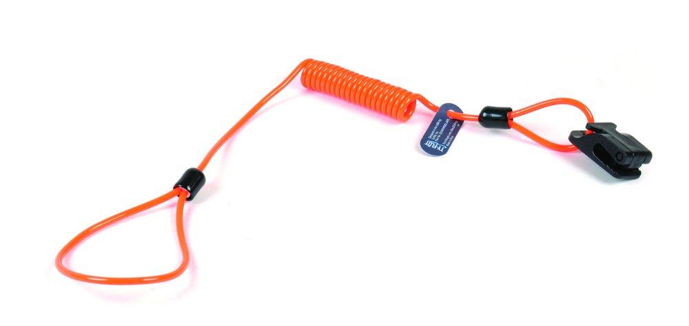 Hard Hat Coil Tether With Inspection Sleeve in Orange