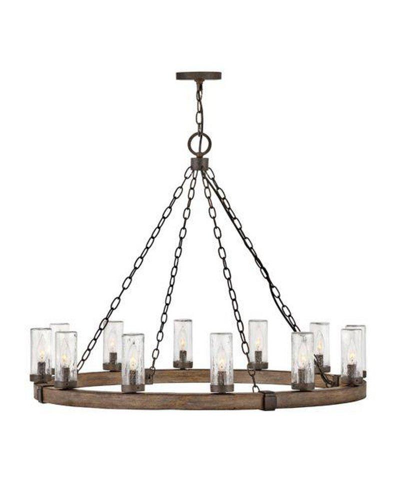 Hinkley Sawyer 60W 12-Light Candelabra E-12 LED Outdoor Chandelier in Sequoia