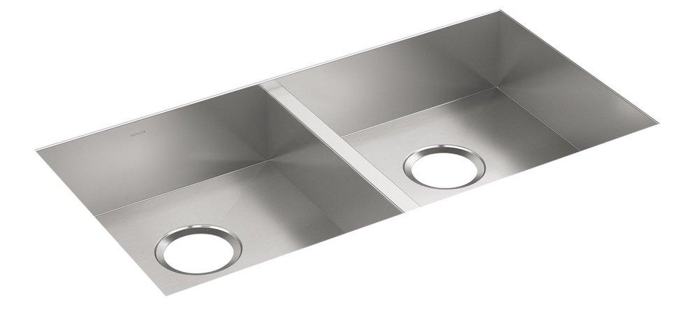 KOHLER Vault™ 32 in. Undermount Stainless Steel Double Bowl Kitchen Sink