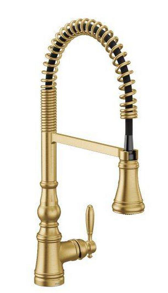 Moen Weymouth™ Single Handle Pull Down Kitchen Faucet in Brushed Gold
