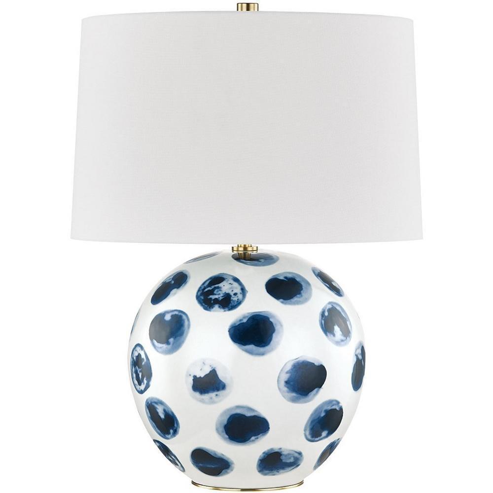 Hudson Valley Blue Point 75W 1-Light Medium E-26 Incandescent Table Lamp in White Bisque with Blue Dots