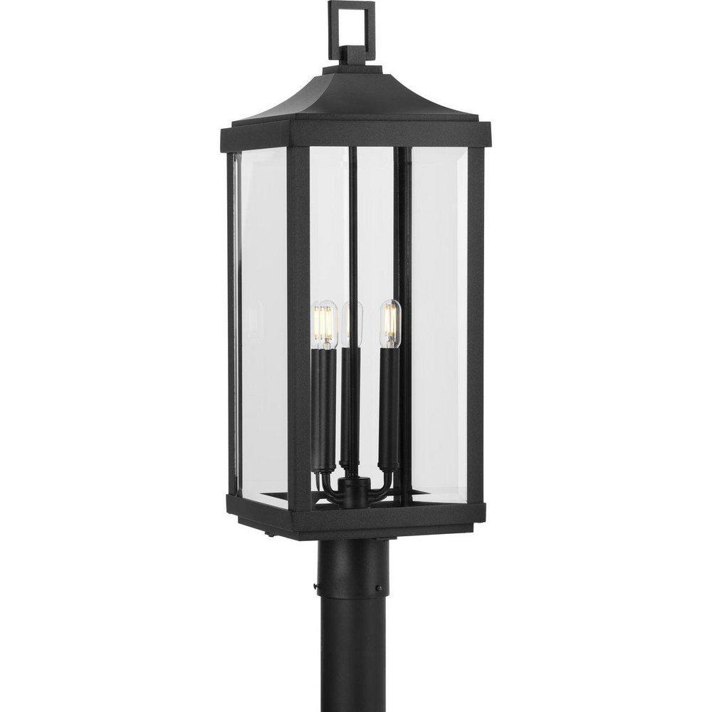 Progress Lighting Gibbes Street 9-1/2 x 26-7/8 in. 60W Candelabra E-12 Incandescent 3-Light Outdoor Post Lamp in Textured Black
