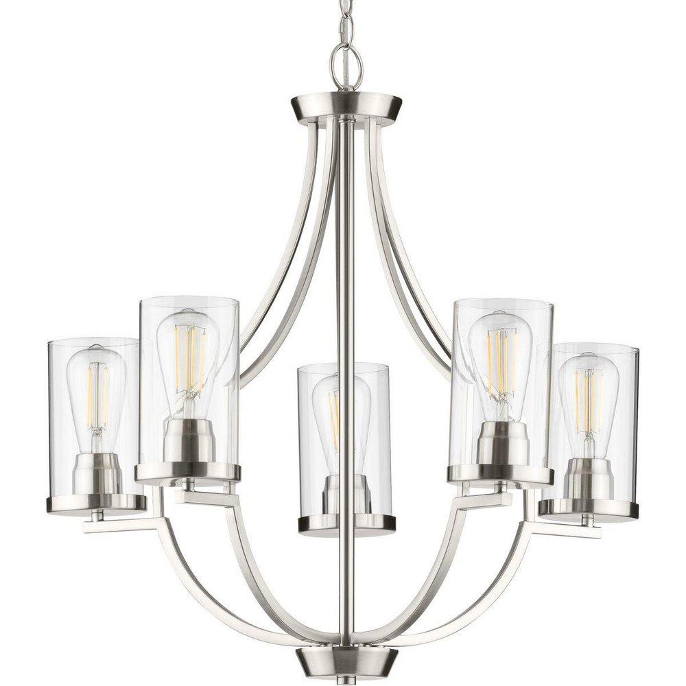 Progress Lighting Lassiter 101 in. 60W 5-Light 1-Tier Incandescent Chandelier in Brushed Nickel