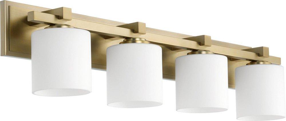100W 4-Light Medium E-26 Vanity Fixture in Aged Brass