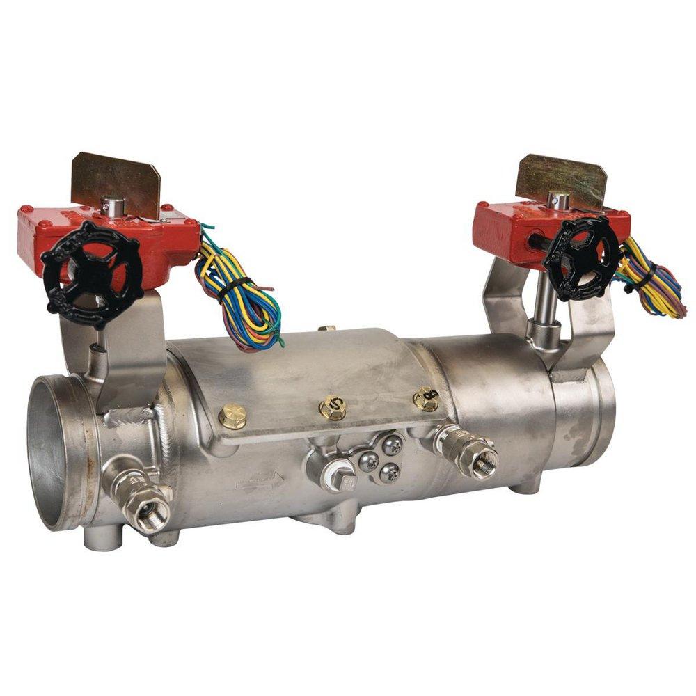 Ames Fire & Waterworks Deringer 20/20G 4 in 304 Stainless Steel Grooved Double Check Valve Assembly with Shutoff Valves and Test Cocks