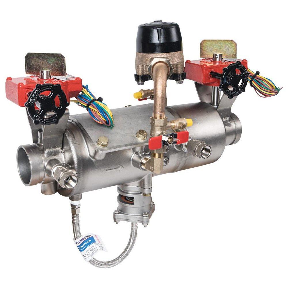 Ames Fire & Waterworks Deringer 50/50G 2-1/2 in 304 Stainless Steel Grooved Reduced Pressure Detector Assembly with Shutoff Valves, Water Meter and Test Cocks