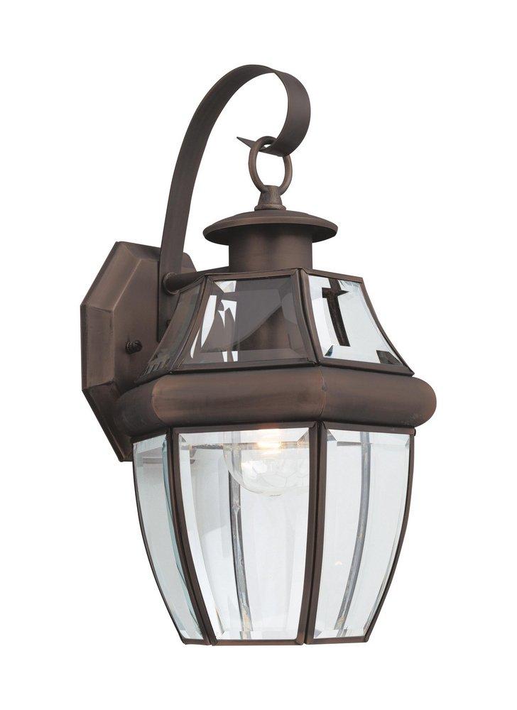 Visual Comfort & Co. Generation Lighting Lancaster 13-3/4 in. 100 W 1-Light Medium Wall Lantern in Antique Bronze