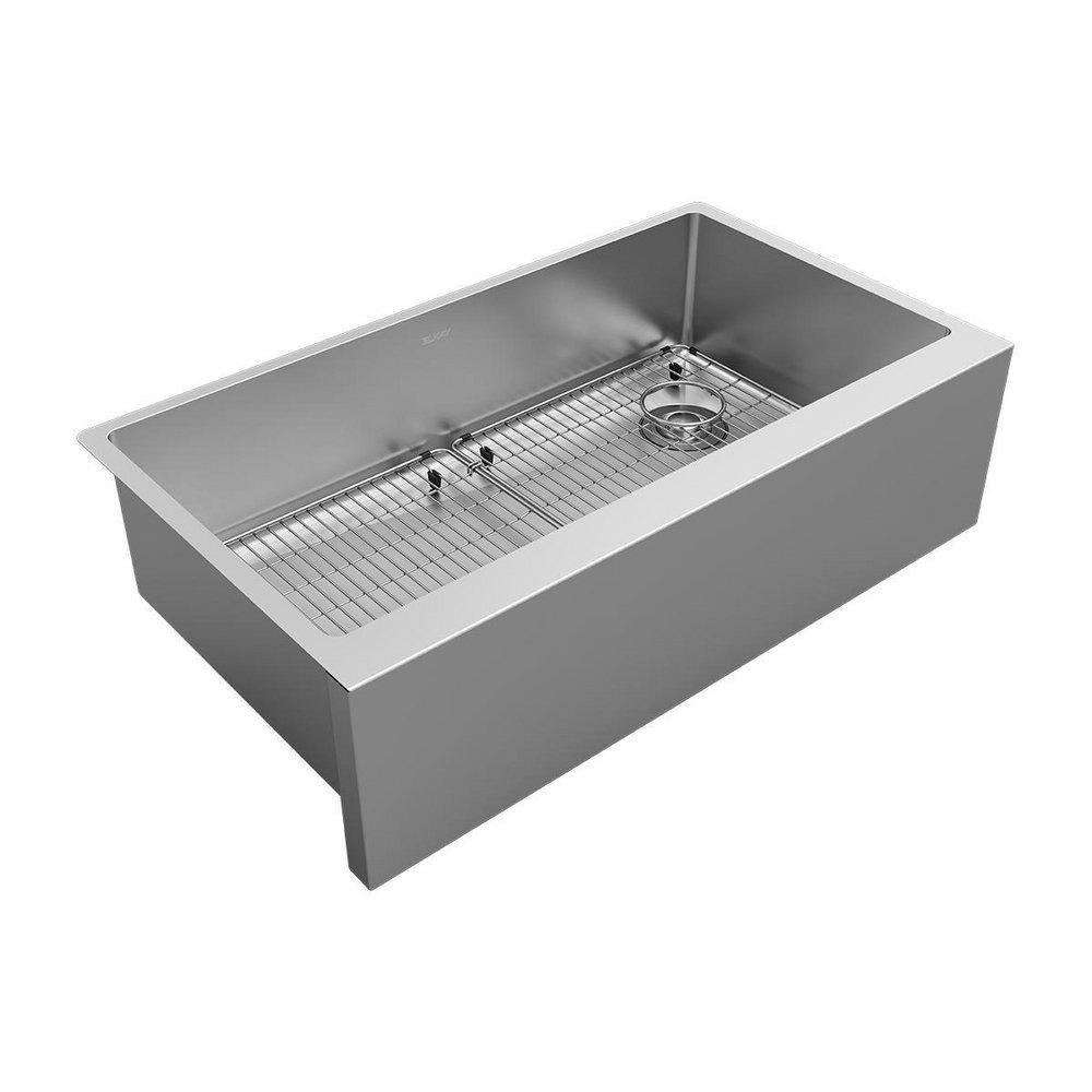 Elkay Crosstown® 35-7/8 in. Farmhouse Stainless Steel Single Bowl Kitchen Sink in Polished Satin