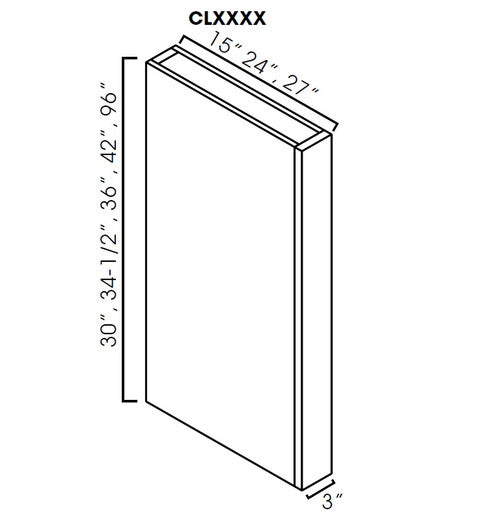 AW-CLW342 ( (AW-GW-TW-PW) Column Wall. 3"Wx15"Dx42"H )