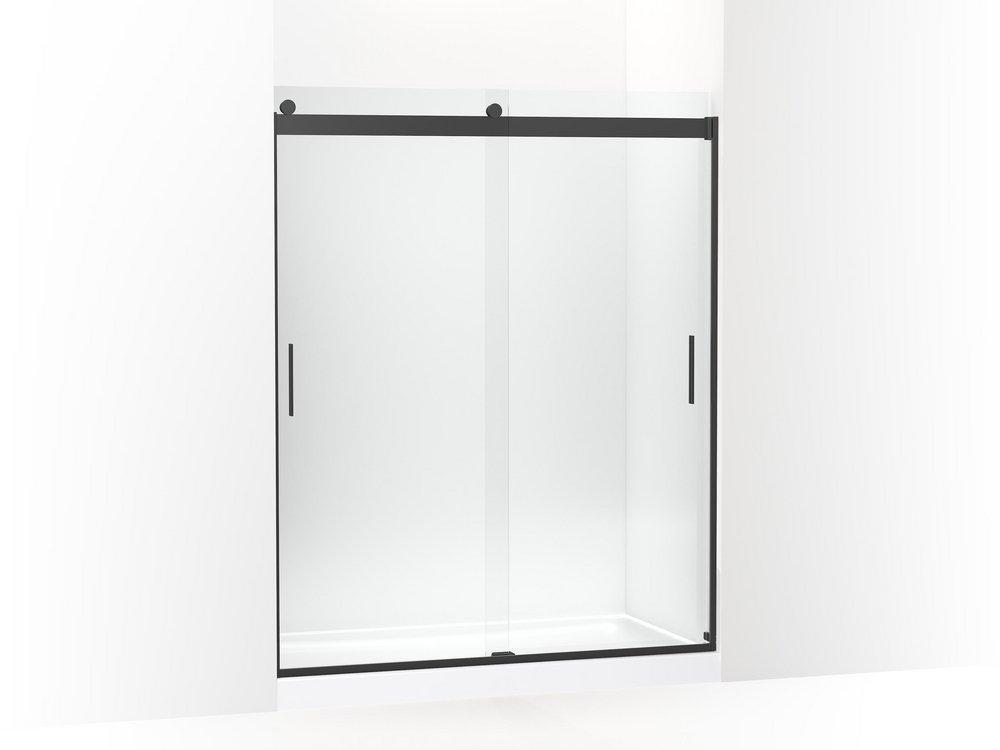 KOHLER Levity® 74 x 59-5/8 in. Frameless Sliding Clear Glass Shower Door in Matte Black