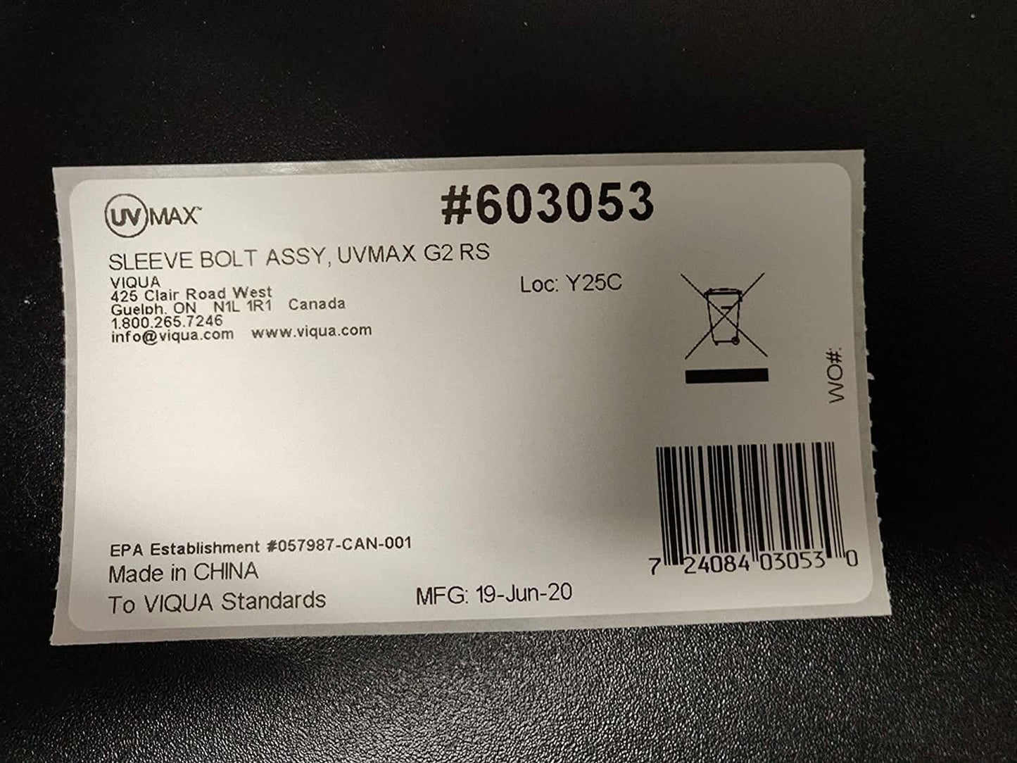 603053 Bottom Sleeve Bolt by Viqua