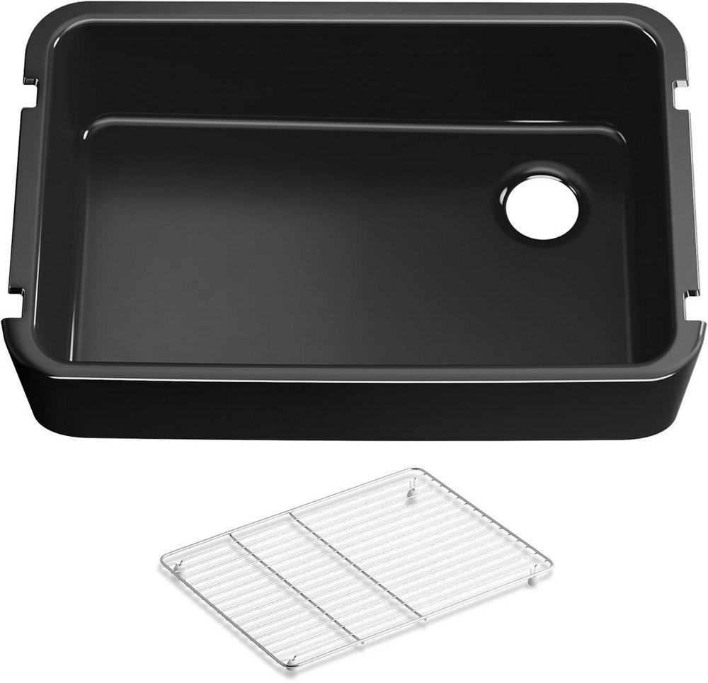 KOHLER Ironridge™ 34 in. Undermount Farmhouse Cast Iron Single Bowl Kitchen Sink in Black Black™