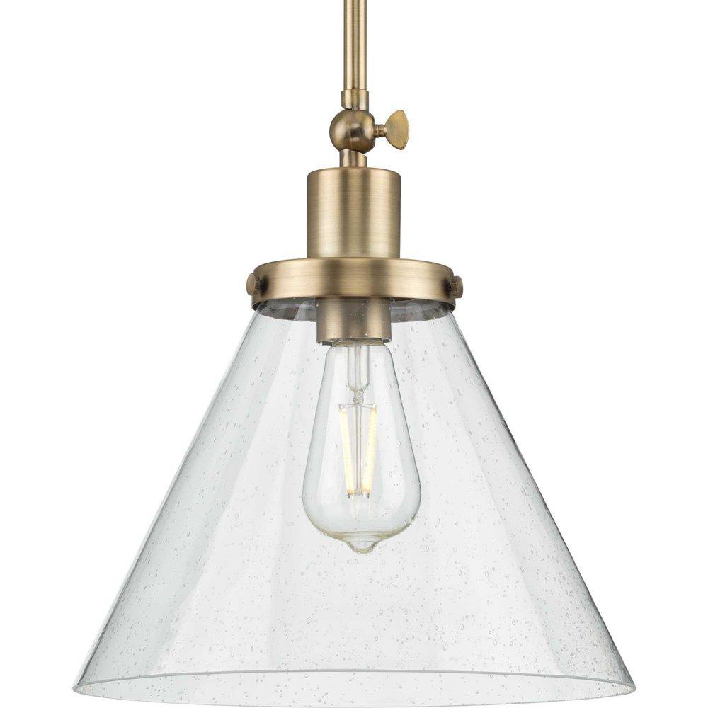 Progress Lighting Hinton 100W 1-Light Medium E-26 Incandescent Pendant Light in Vintage Brass
